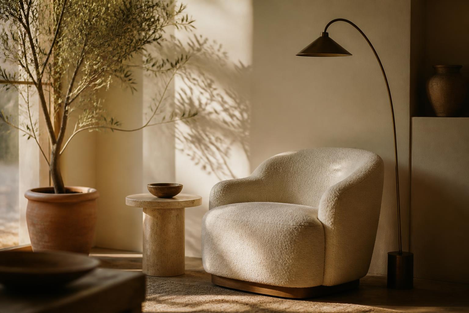 A quiet corner of a room in warm afternoon light